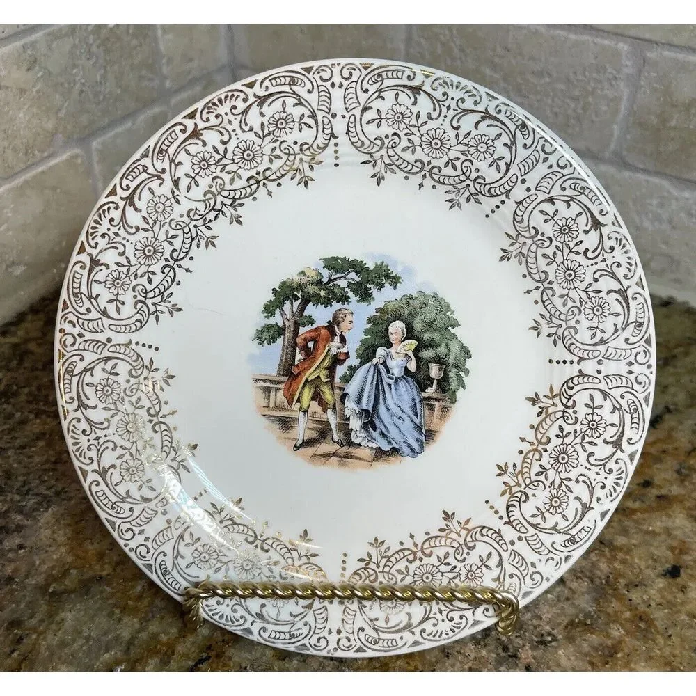 Sebring Pottery‎ Co Plate Chantilly 24k Gold Multicolor Porcelain Size 6.5
